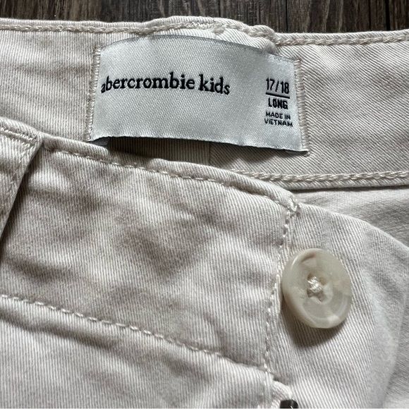 Abercrombie Kids Cream Adjustable Waist Mid Waist Wide Leg Cargo Pants long17/18 - Picture 5 of 13